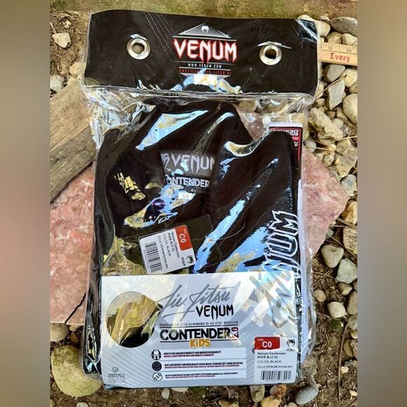 Venum Kids Contender 2.0 Brazilian Jiu-Jitsu Gi Black Size C0 NEW Fast Shipping - Picture 2 of 4